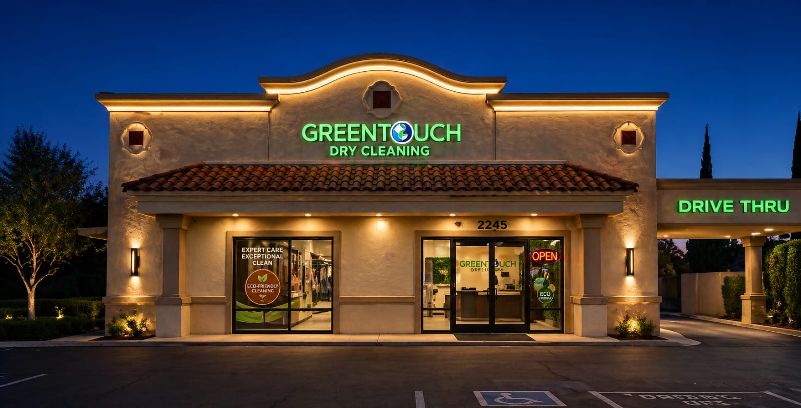 Green Touch Dry Cleaning storefront and drive-thru in El Centro
